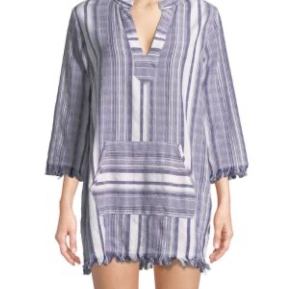 TOMMY BAHAMA Cotton V-Neck Popover Cover-Up Dress Medium